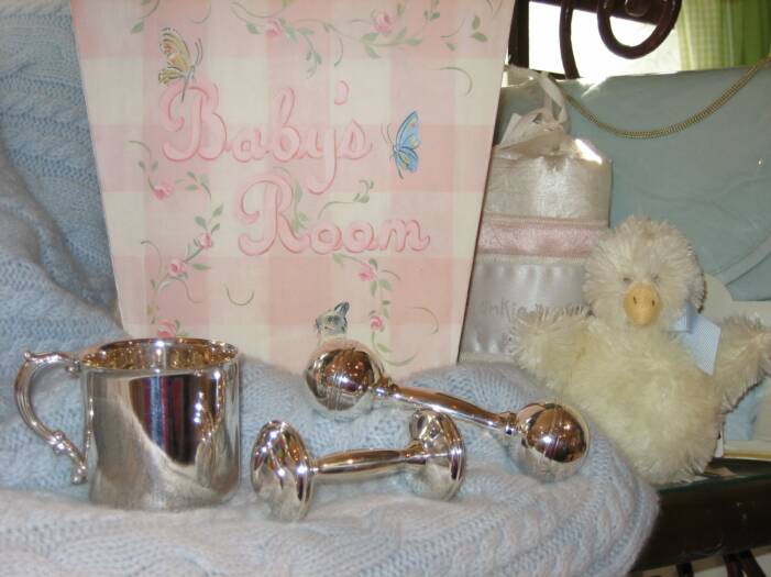 Sterling baby cups and rattles
